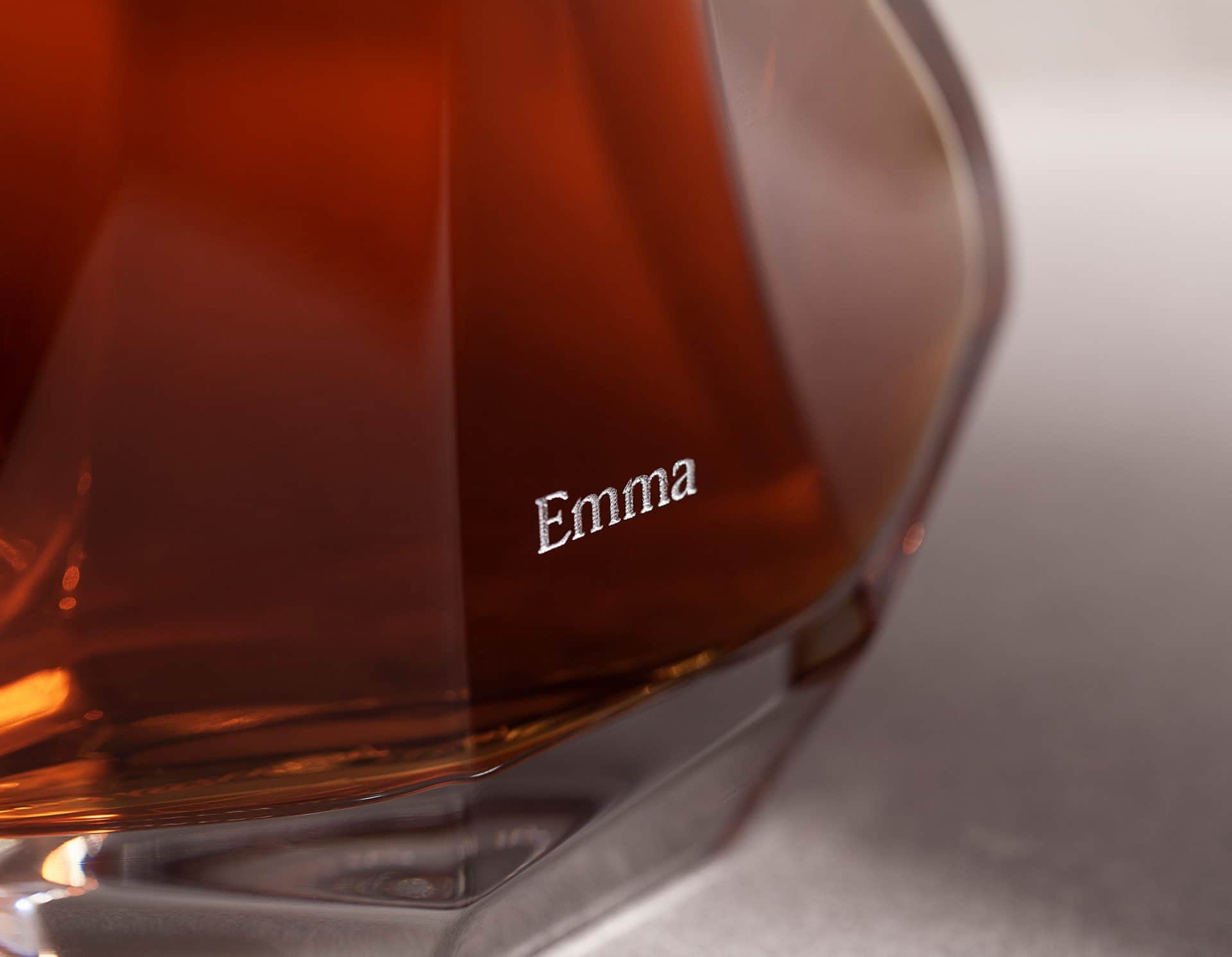 Engraving on crystal decanter
